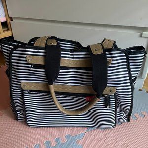 Skip Hop Grand Central Tote Diaper Bag (Black & White Stripe)